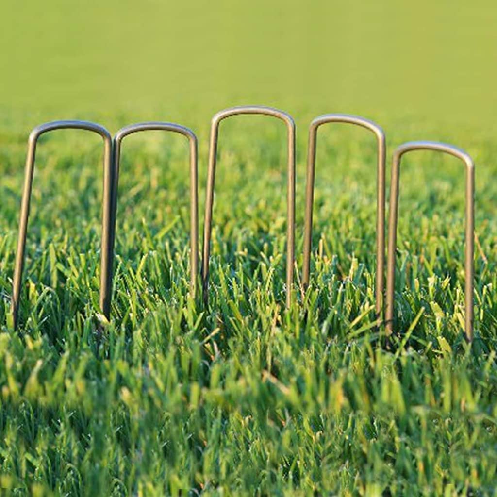HASTHIP 50 Pcs Landscape Staples for Securing Landscape Fabric, Ground Cover or Drip Irrigation Tubing, Heavy Duty Galvanized Steel Garden Stakes Staples Securing Pegs (6 In) HASTHIP 50 Pcs Landscape Staples for Securing Landscape Fabric, Ground Cover or Drip Irrigation Tubing, Heavy Duty Galvanized Steel Garden Stakes Staples Securing Pegs (6 In)